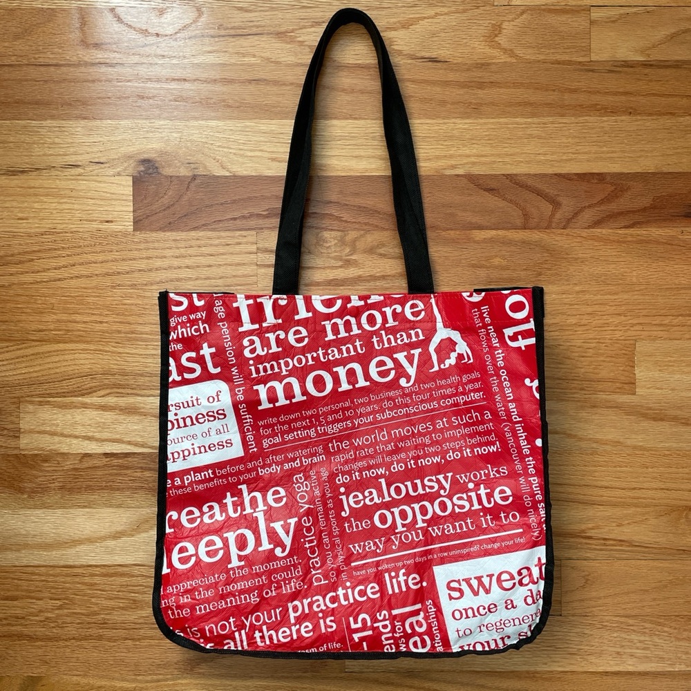 Lululemon Large Reusable Tote Bag Red and White